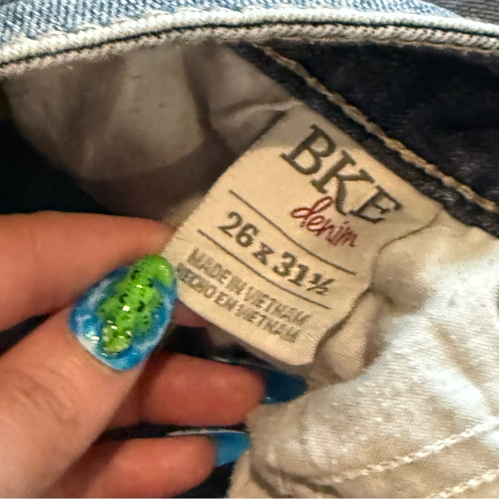BKE Blue Straight Leg Jeans with Distressed Look - Picture 7 of 11